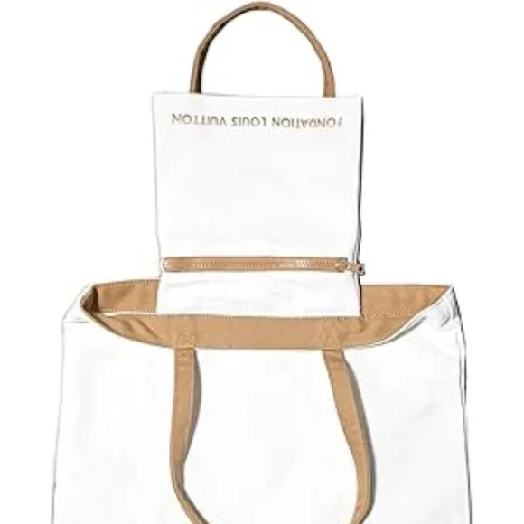 Authentic Fondation Louis Vuitton Tote w/Inner Pocket, Cream/Camel - NWT - Picture 5 of 7